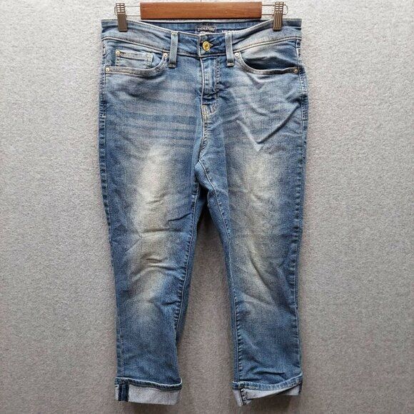 Levi Strauss & Co. Signature Mid-Rise Capri Jeans 29 Medium Denim Blue Cotton Po - Picture 1 of 5